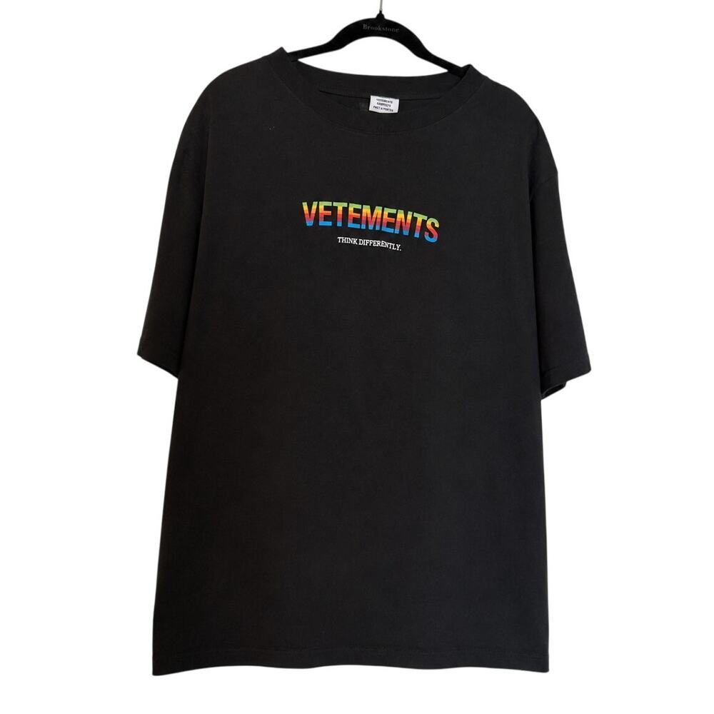 UNISEX Limited Edition Vetements Black Rainbow Logo T-Shirt